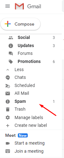 mục tin spam trong gmail
