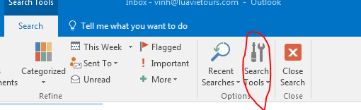 Không Search được email trong Outlook 2