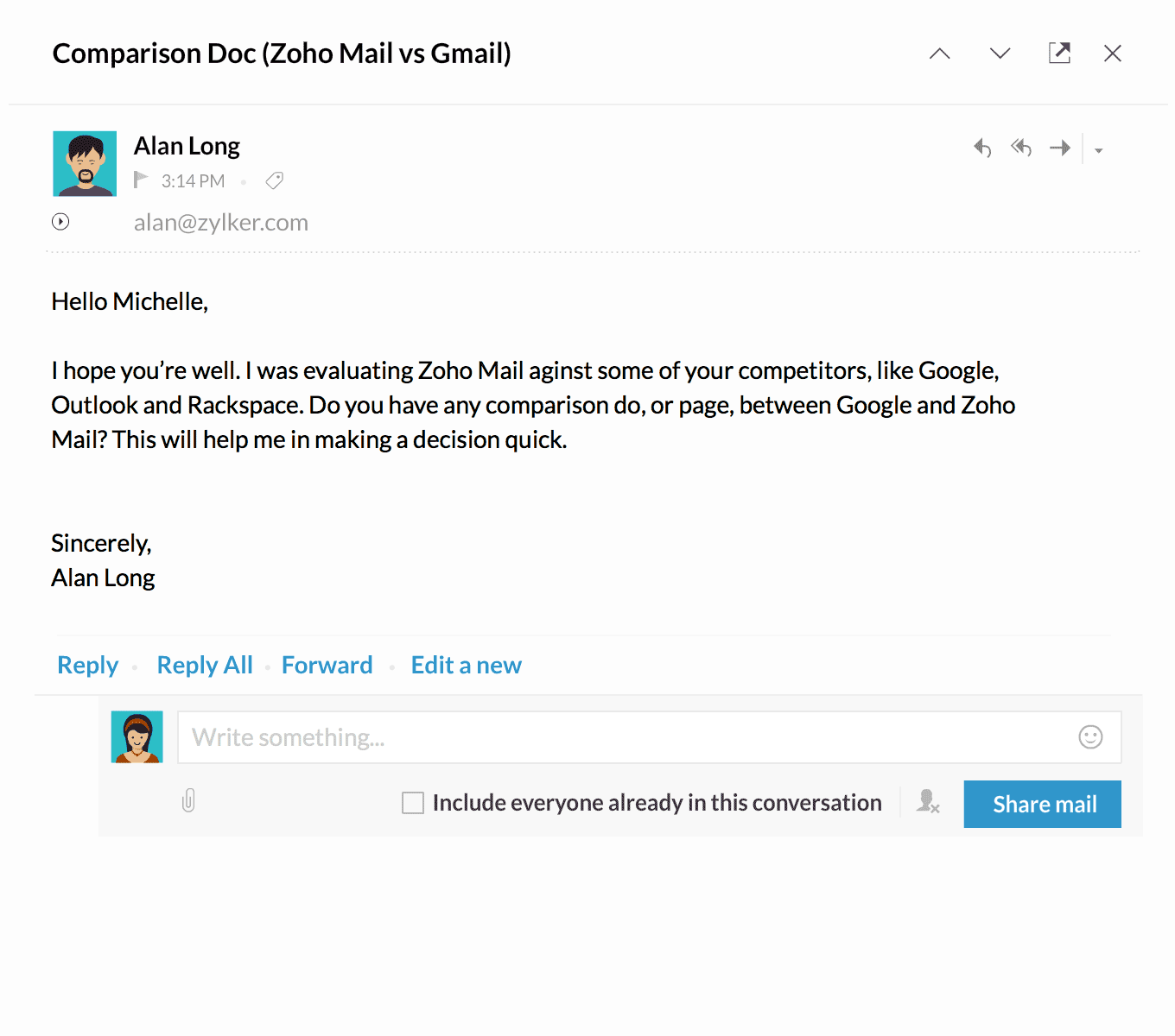 giao diện Zoho Streams trong Zoho Mail